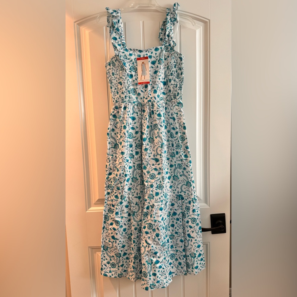 Blue and white floral sundress